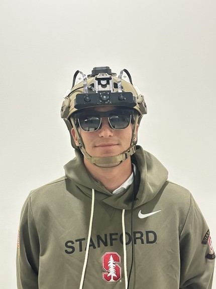Front view of the helmet-mounted AR system