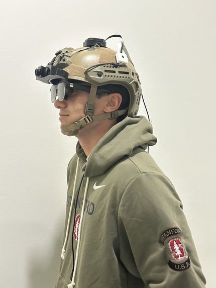 Side view of the helmet-mounted AR system