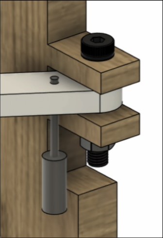 Close-up of the alignment actuator in the engaged position